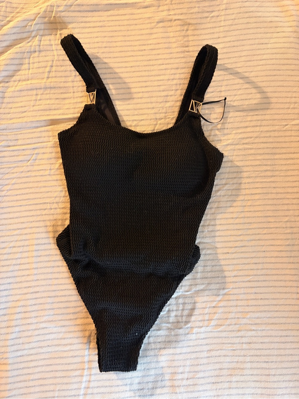 Victoria's Secret Black Textured Hardware One-Piece